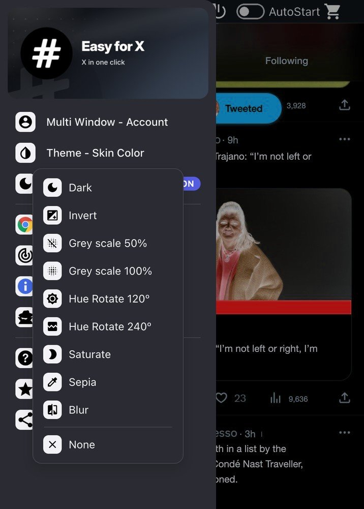 Easy for X - Twitter: Theme - Skin Color and Dark Mode