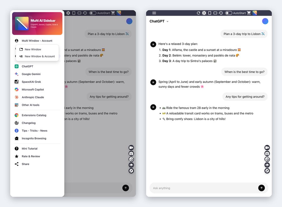 Multi AI Sidebar: Multi Window - Account