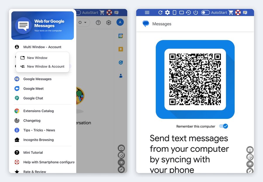 Web for Google Messages: Multi Window - Account