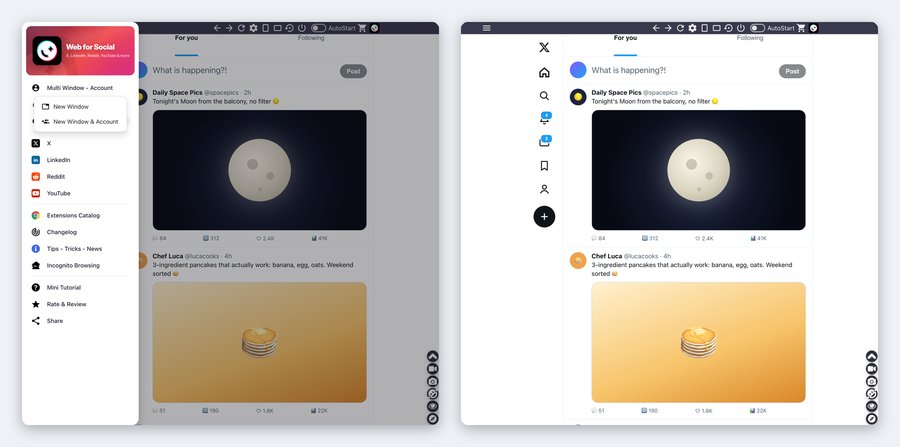 Web for Social: Multi Window - Account
